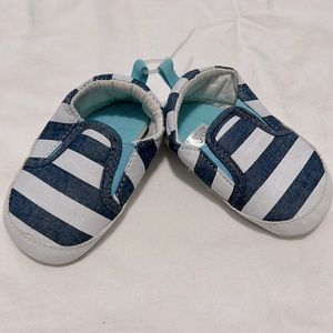 Infant shoes size 3-6 months blue and white stripes